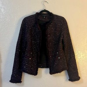 Tweed Moto Jacket - purple and black - with Sequins sz 4
